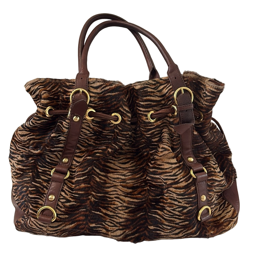 Adrienne Vittadini Calf Hair Large Handbag Zebra Print Bag